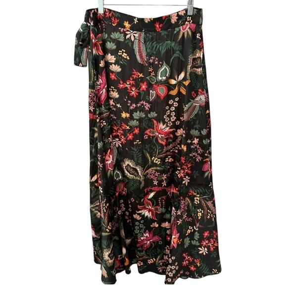 New Anthropologie Maeve Ruffled Wrap Midi Skirt $120 MEDIUM Floral Motif - Picture 5 of 7